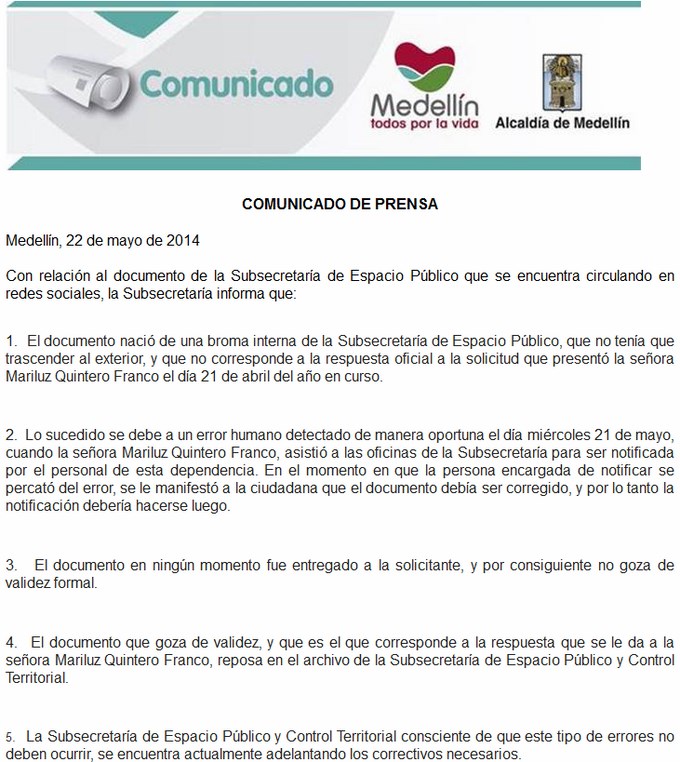 Carta solicitud de permiso espacio publico