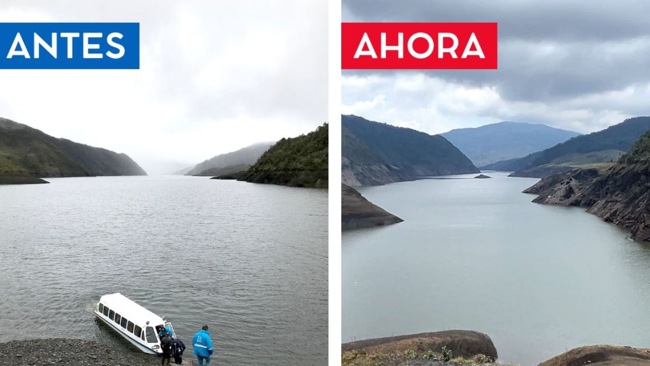 This is what it looks like before and now: Critical condition in the Bogotá reservoirs